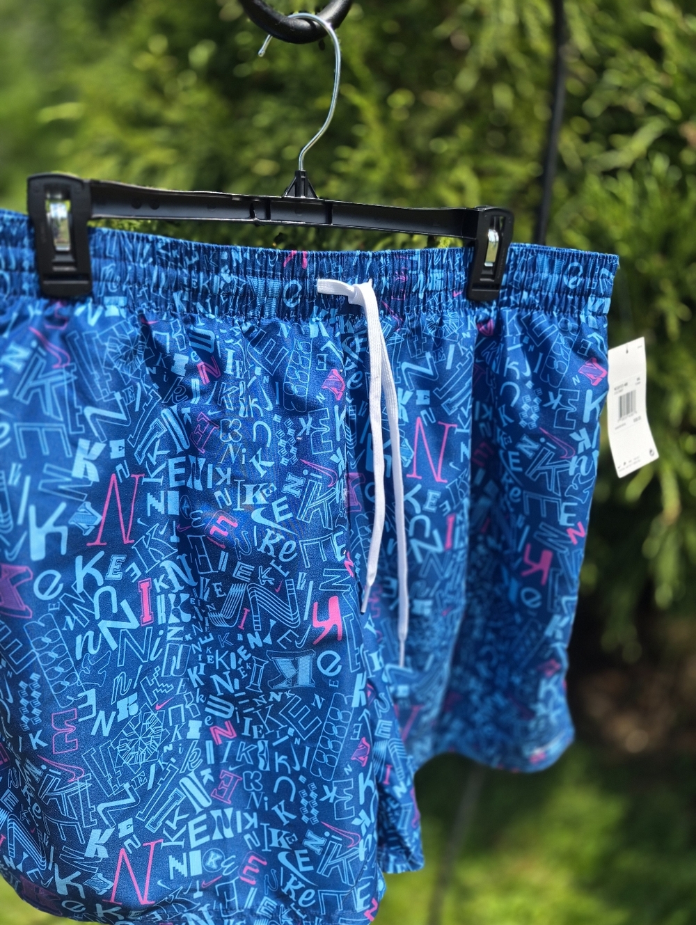 NWT NIKE Mens Blue Graphic Drawstring Swim Shorts XXL